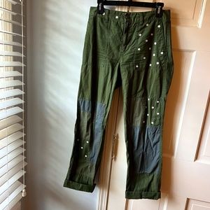 J. Crew Green Daisy Patchwork Chino